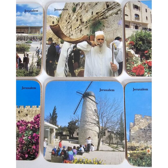 Set Of 6 Jerusalem Photo Coasters Cork Backing - Middle Eastern Landmark Scenes - Picture 3 of 6